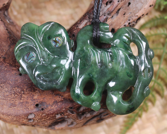 Hei Tiki carved from Kawakawa Pounamu - NZ Greenstone