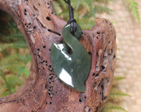Twist carved from Inanga Pounamu - NZ Greenstone