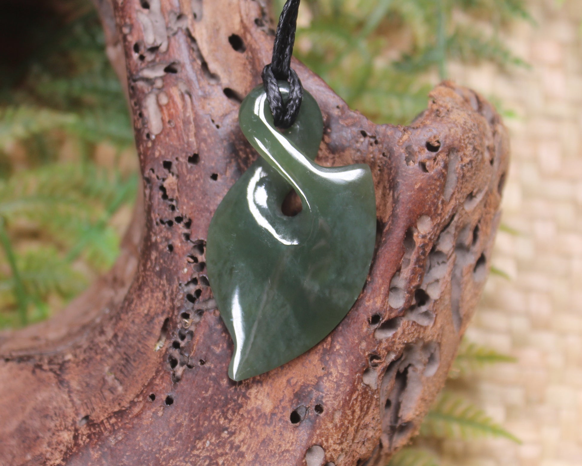 Twist carved from Inanga Pounamu - NZ Greenstone