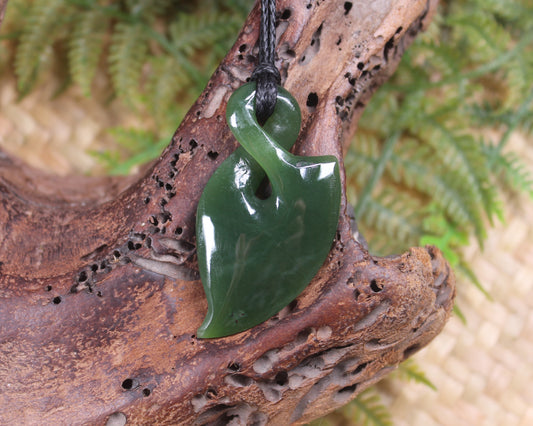 Twist carved from Inanga Pounamu - NZ Greenstone