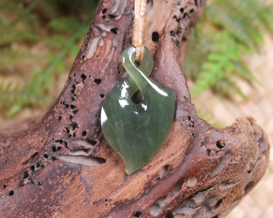 Twist carved from Inanga Pounamu - NZ Greenstone