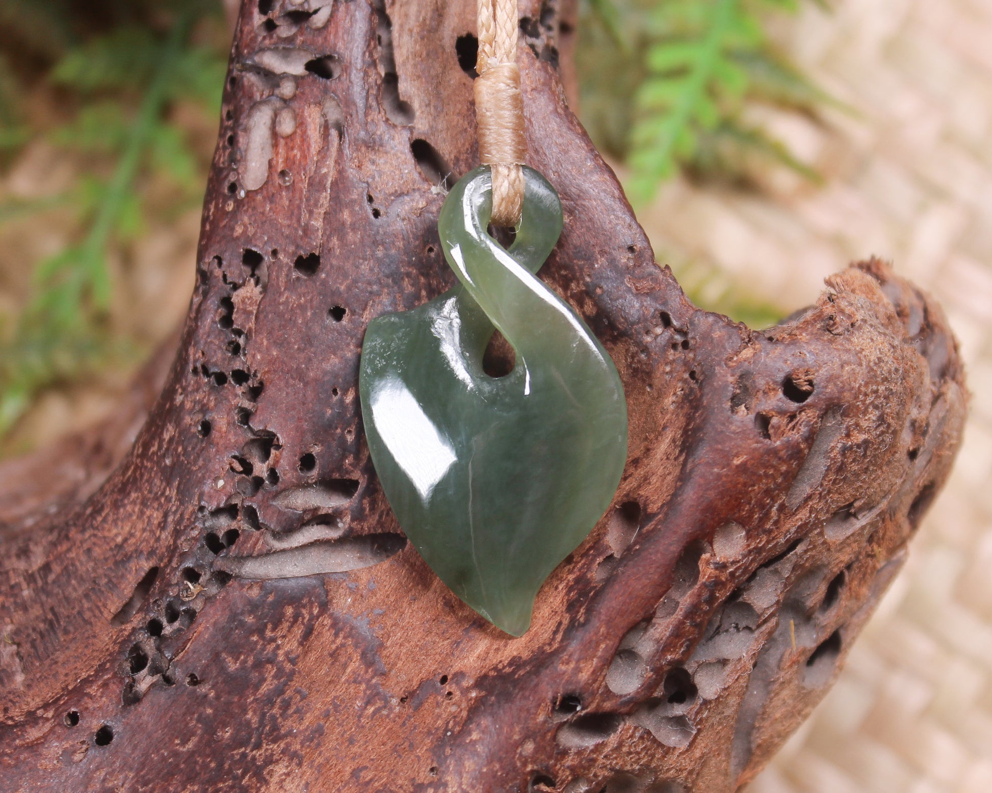 Twist carved from Inanga Pounamu - NZ Greenstone