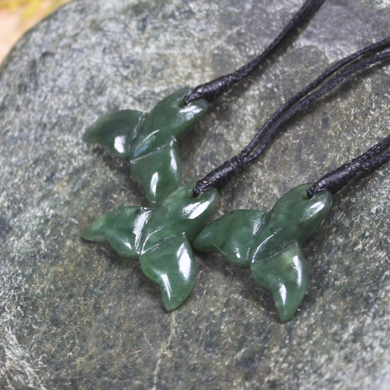 Whale tail carved from Hapopo Pounamu - NZ Greenstone