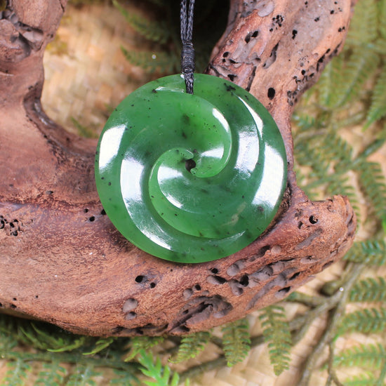 Koru carved from Hapopo Pounamu - NZ Greenstone