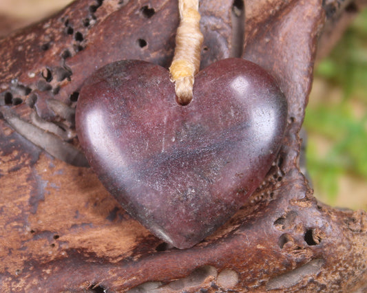 Heart carved from Rhodonite