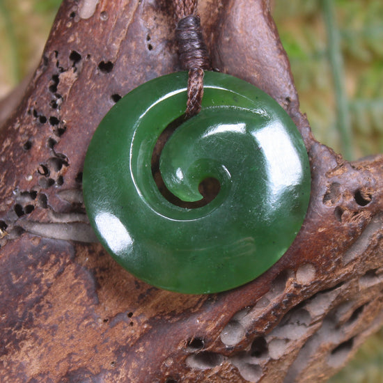 Koru pendant carved from Kawakawa Pounamu - NZ Greenstone