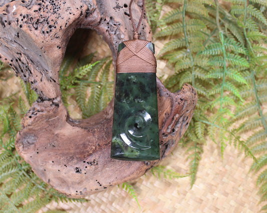 Toki or Adze with Koru Pendant carved from Rimu Pounamu - NZ Greenstone