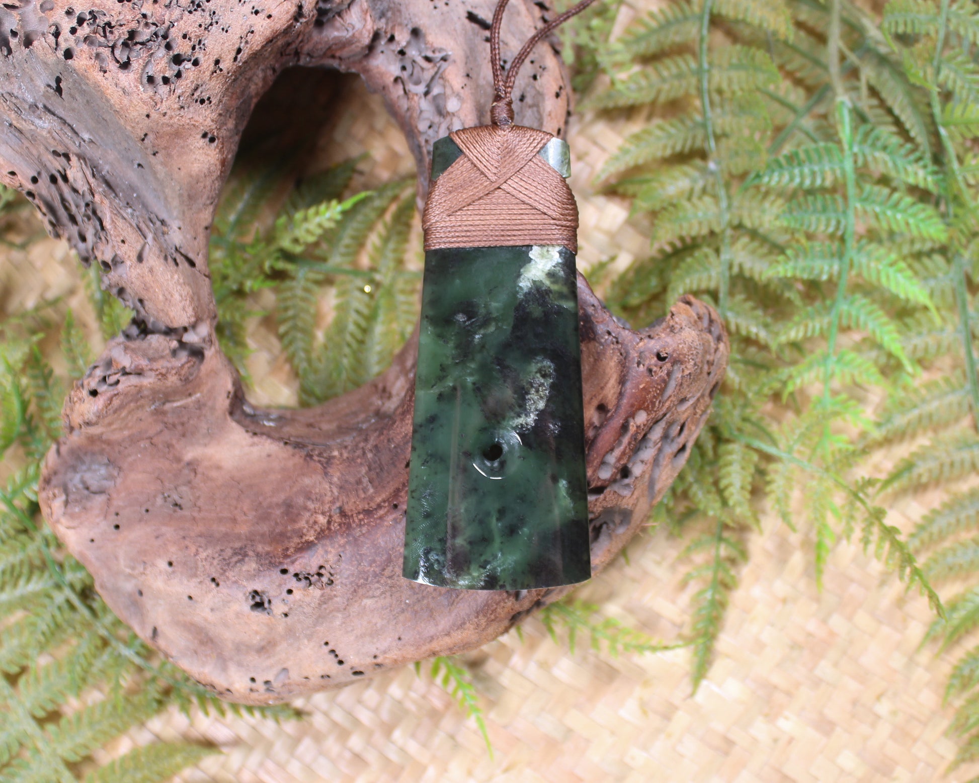 Toki or Adze with Koru Pendant carved from Rimu Pounamu - NZ Greenstone
