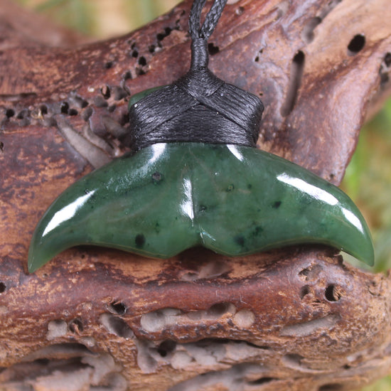Whale Tail carved from Kawakawa Pounamu - NZ Greenstone