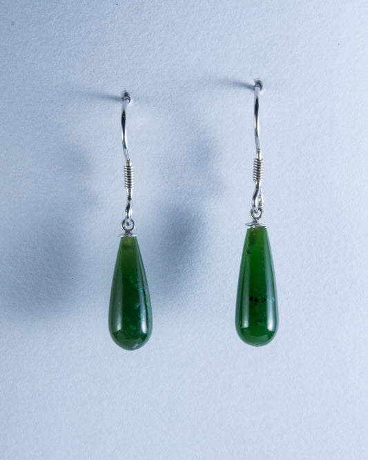 NZ Greenstone XSmall Roimata Earrings (AZ065) Kawakawa Pounamu