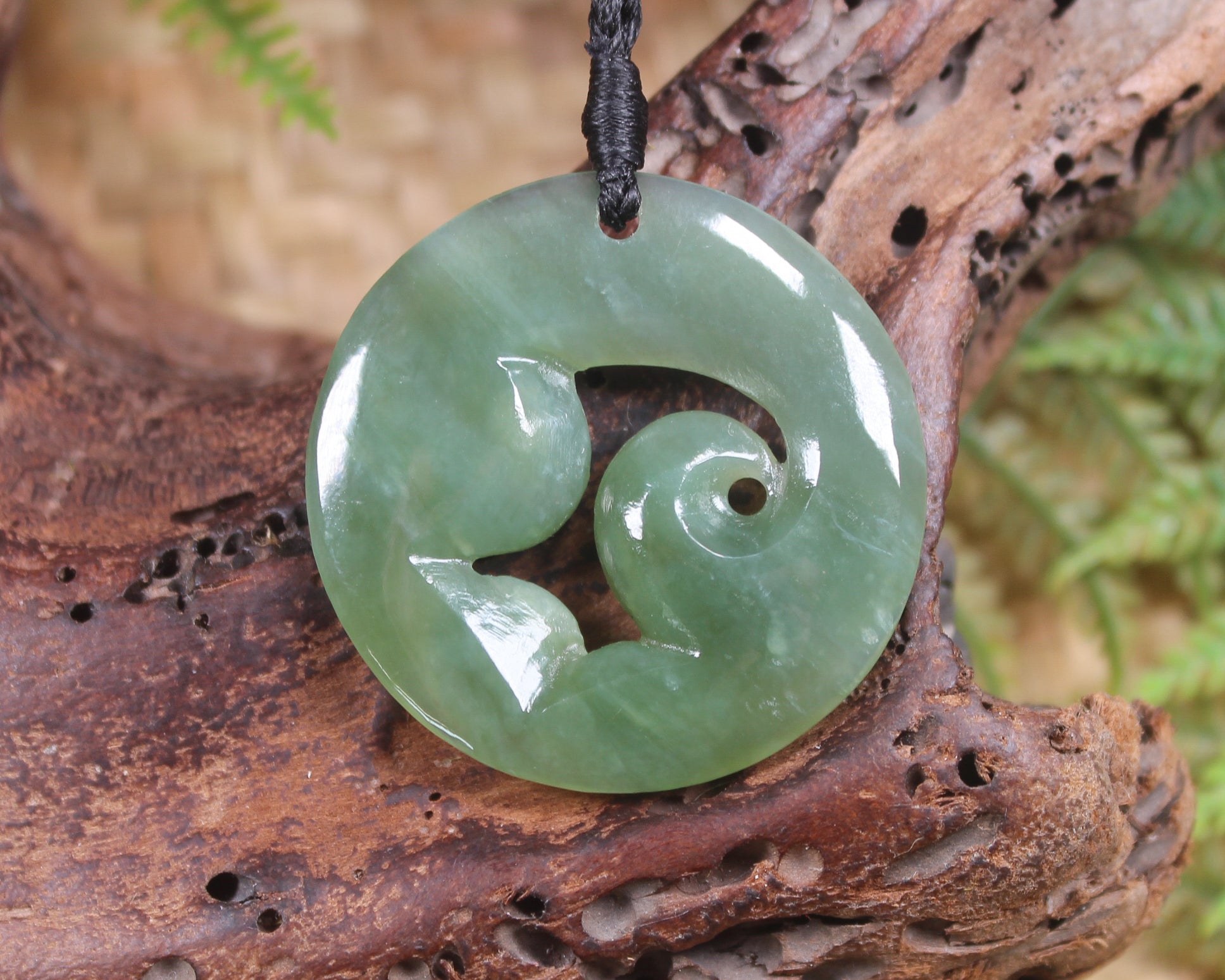 Koru or Spiral carved from Inanga Pounamu - NZ Greenstone