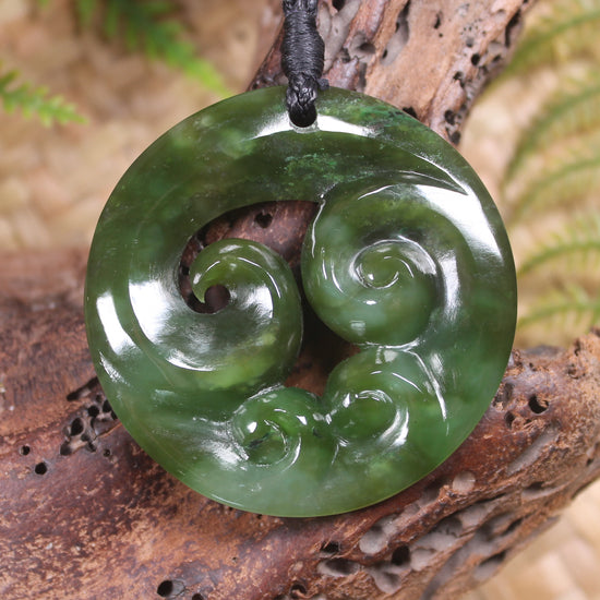 Koru carved from Rimu Pounamu - NZ Greenstone