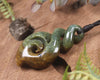 NZ Greenstone Medium Koru Twist Pendant (BN127) Flower Jade Pounamu