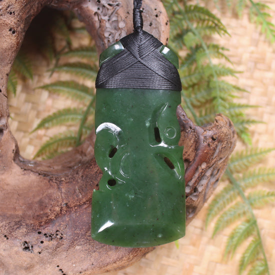 Manaia Toki or Adze Pendant carved from Kawakawa Pounamu - NZ Greenstone
