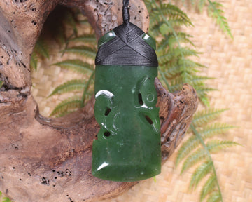 Manaia Toki or Adze Pendant carved from Kawakawa Pounamu - NZ Greenstone