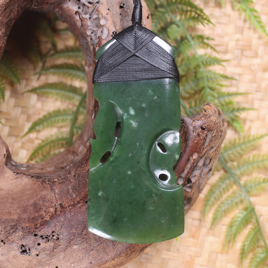 Manaia Toki or Adze Pendant carved from Kawakawa Pounamu - NZ Greenstone