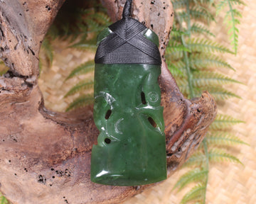 Manaia Toki or Adze Pendant carved from Kawakawa Pounamu - NZ Greenstone