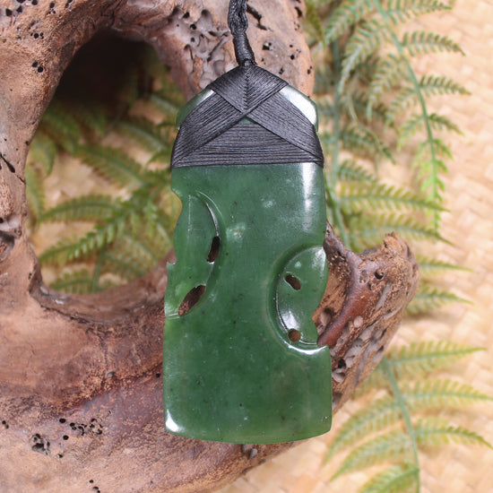 Manaia Toki or Adze Pendant carved from Kawakawa Pounamu - NZ Greenstone
