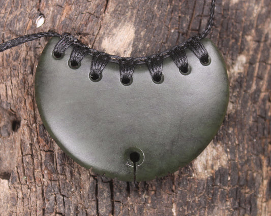 Breastplate carved from Rimu Pounamu - NZ Greenstone