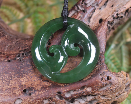 Koru pendant carved from Kawakawa Pounamu - NZ Greenstone