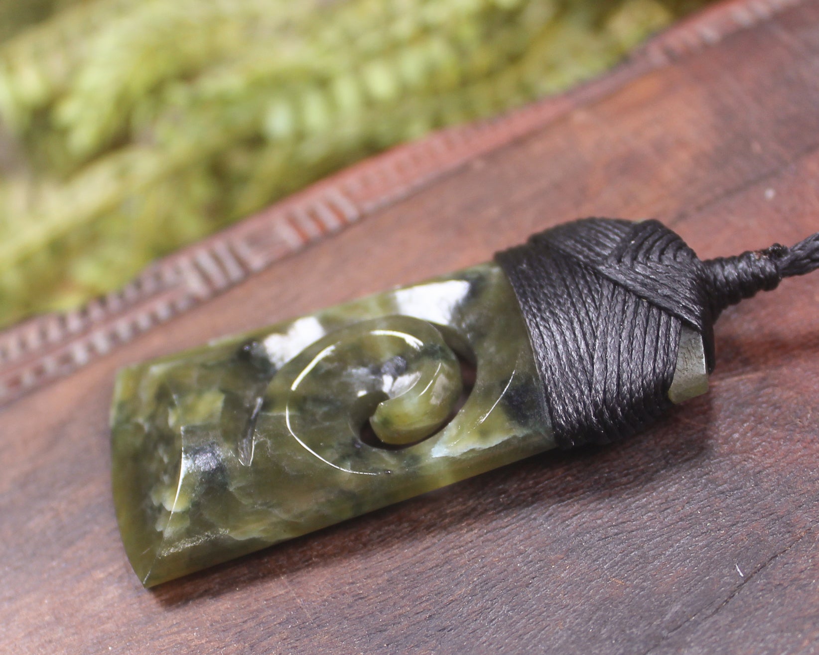 Toki or Adze with Koru Pendant carved from Rimu Pounamu - NZ Greenstone
