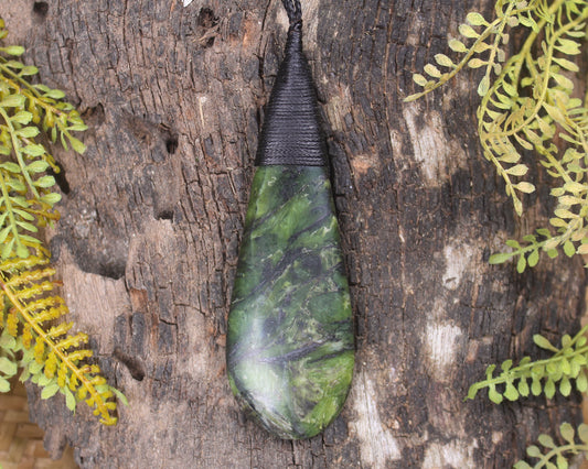 Roimata Teardrop carved from Douglas Creek Pounamu - NZ Greenstone