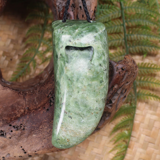 Taniwha Tooth or Niho carved from Kawakawa Pounamu - NZ Greenstone