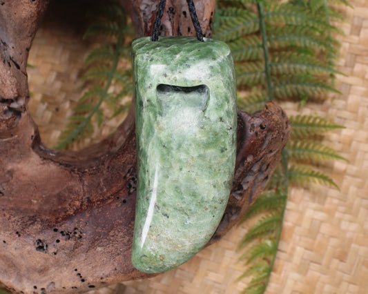 Taniwha Tooth or Niho carved from Kawakawa Pounamu - NZ Greenstone
