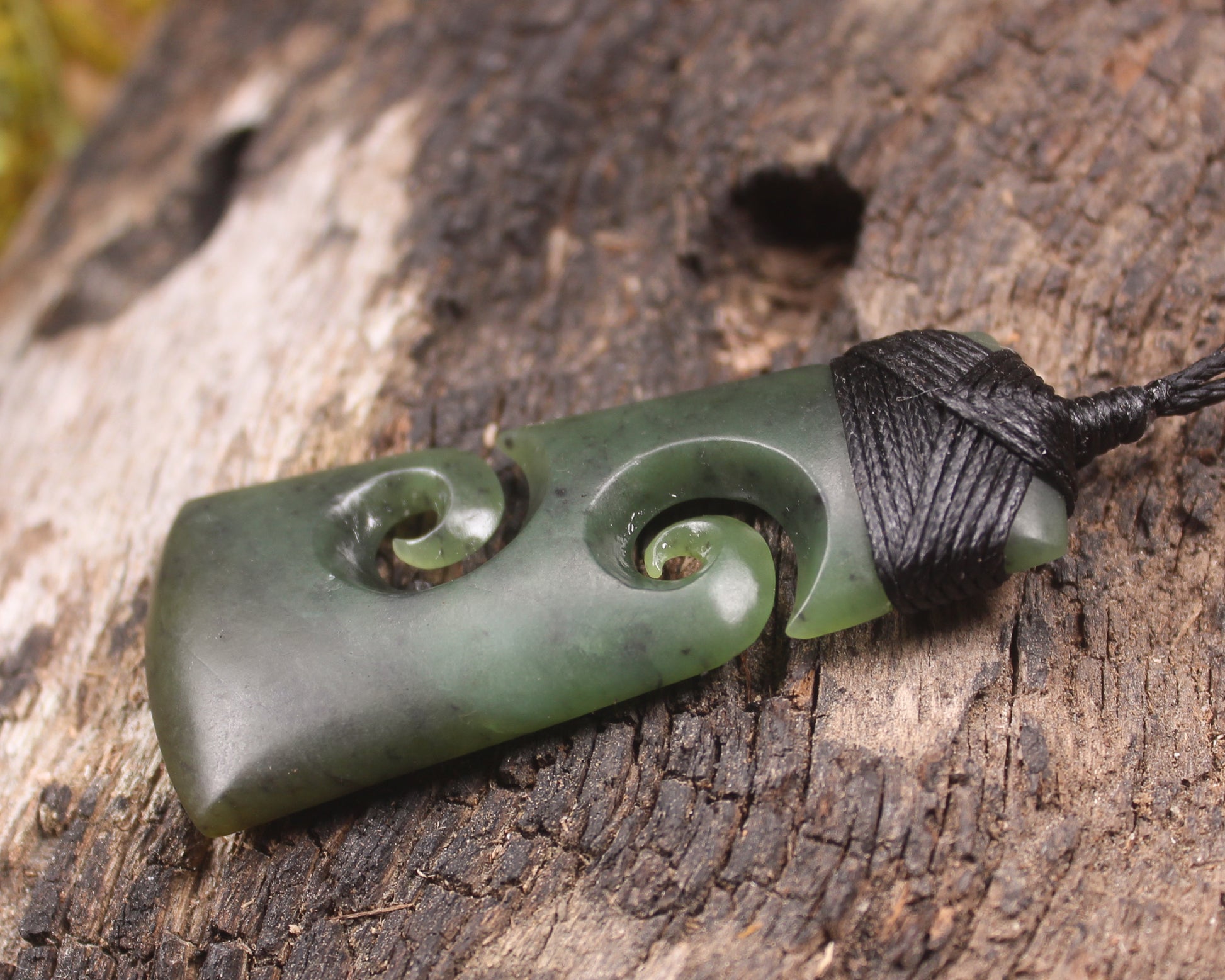 Toki or Adze with Koru carved from Hapopo Pounamu - NZ Greenstone
