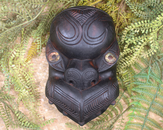 NZ Wood Wheku Mask Sculpture (BM196)