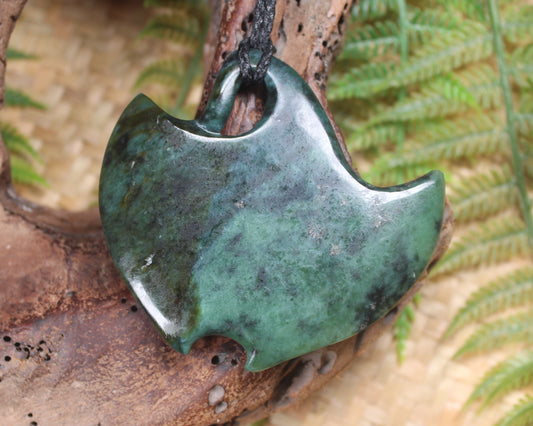 Stingray or Whai carved from Inanga Pounamu - NZ Greenstone