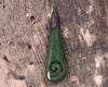 Roimata or Teardop with Koru carved from Kawakawa Pounamu - NZ Greenstone