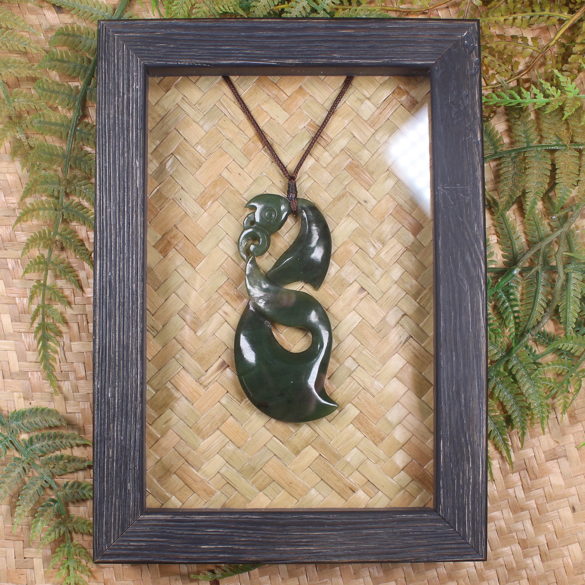 Framed Hapopo Pounamu Manaia Pendant - NZ Greenstone