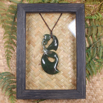 Framed Hapopo Pounamu Manaia Pendant - NZ Greenstone