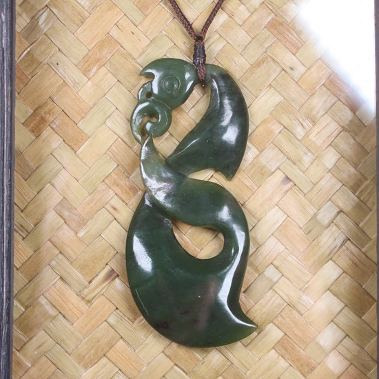 Framed Hapopo Pounamu Manaia Pendant - NZ Greenstone