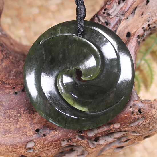 Koru carved from Rimu Pounamu - NZ Greenstone
