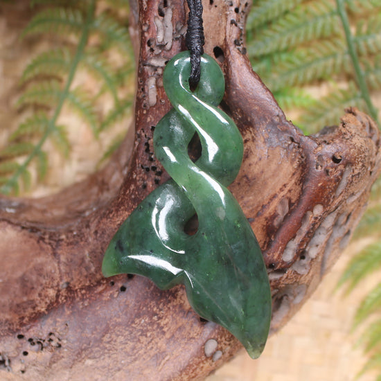 Whale tail carved from Hapopo Pounamu - NZ Greenstone