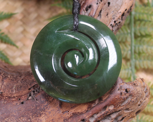 Koru pendant carved from Kawakawa Pounamu - NZ Greenstone