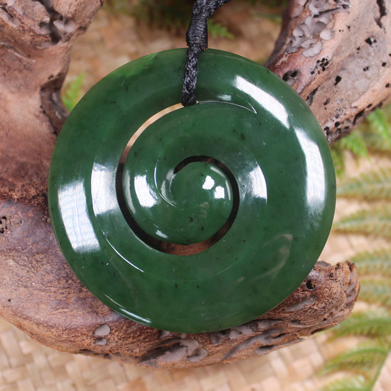 Koru pendant carved from Kawakawa Pounamu - NZ Greenstone