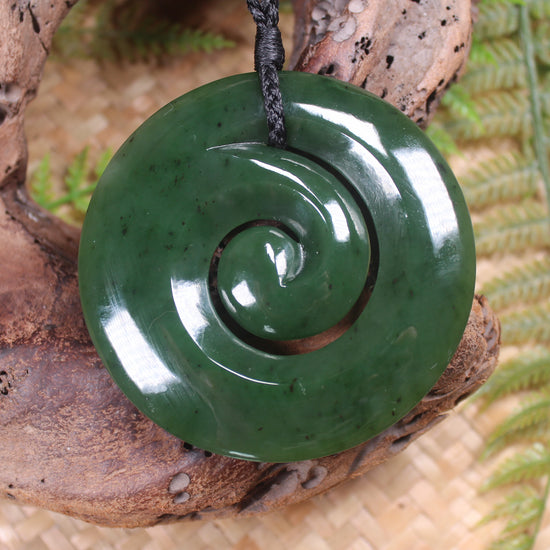 Koru pendant carved from Kawakawa Pounamu - NZ Greenstone