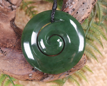 Koru pendant carved from Kawakawa Pounamu - NZ Greenstone