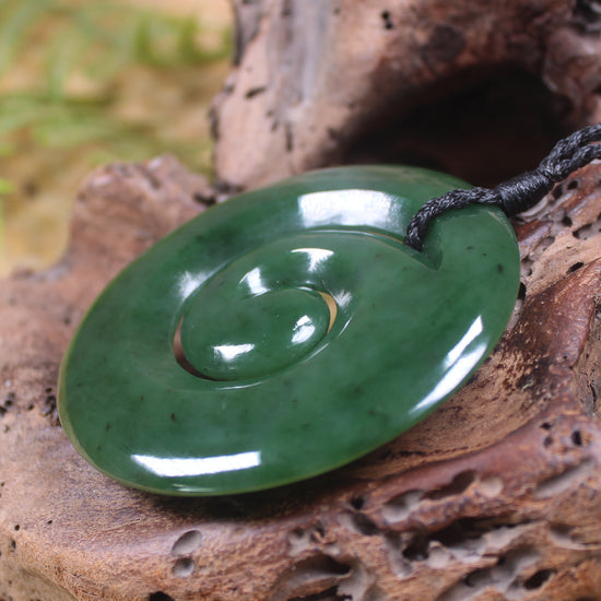 Koru pendant carved from Kawakawa Pounamu - NZ Greenstone