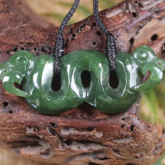 Pekapeka Pendant carved from Hapopo Pounamu - NZ Greenstone