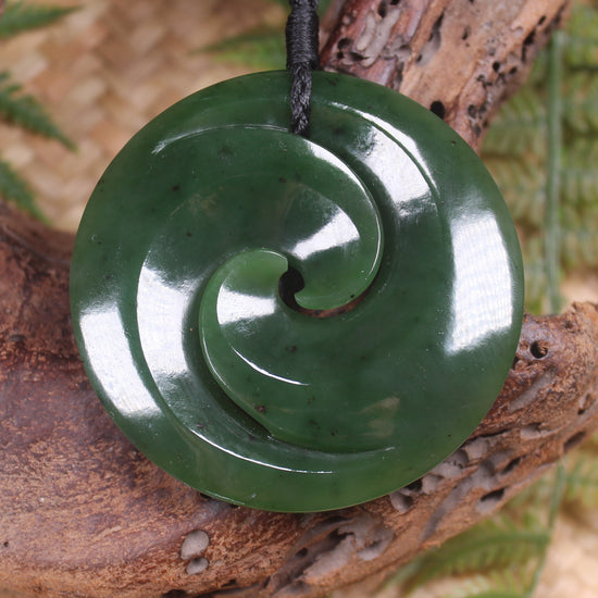 Koru pendant carved from Kawakawa Pounamu - NZ Greenstone