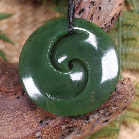 Koru pendant carved from Kawakawa Pounamu - NZ Greenstone