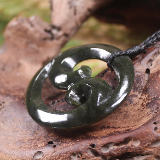 Koru carved from Rimu Pounamu - NZ Greenstone