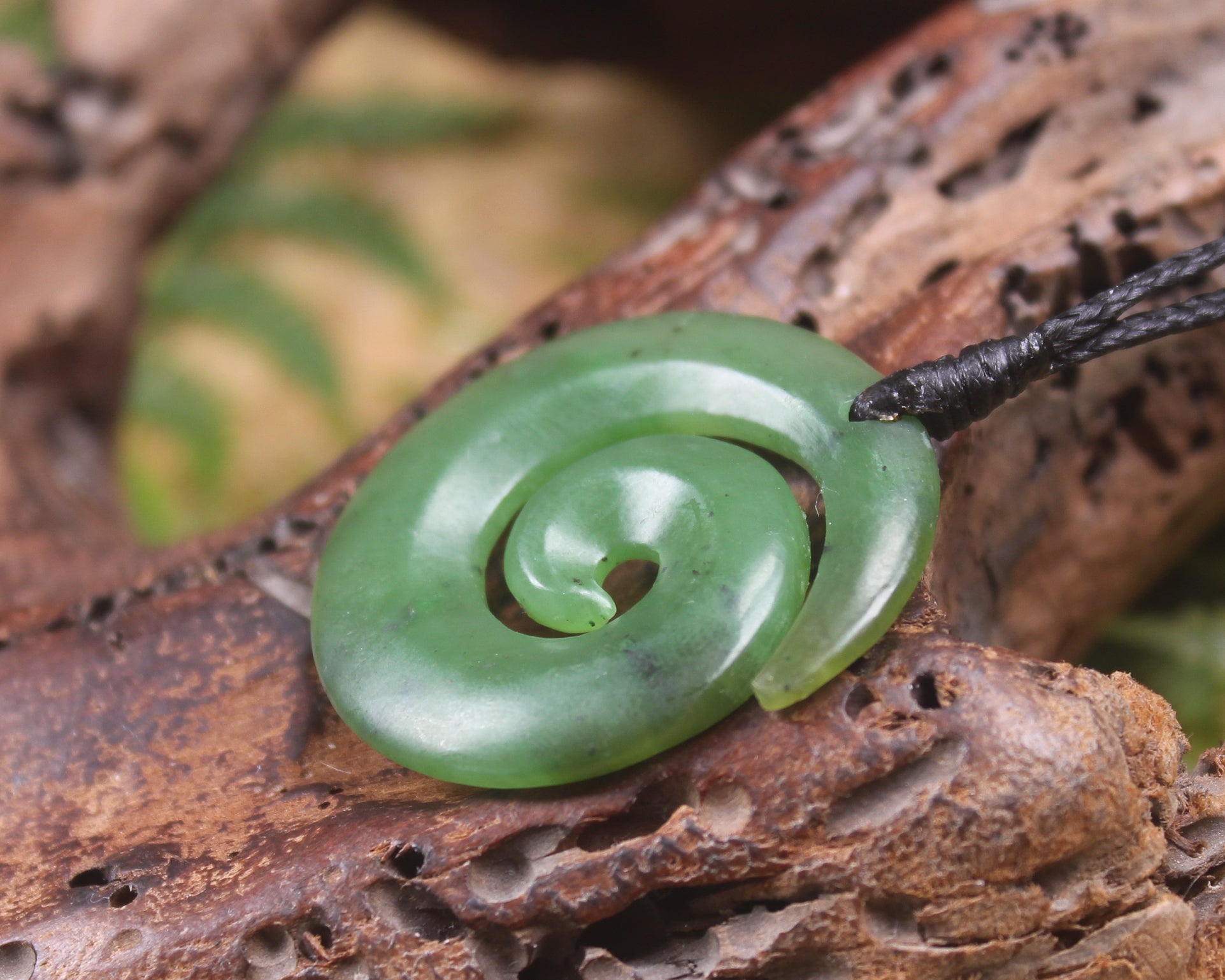 Koru carved from Hapopo Pounamu - NZ Greenstone