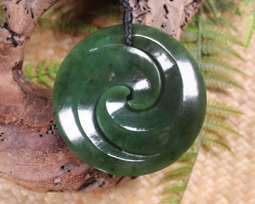 Koru pendant carved from Kawakawa Pounamu - NZ Greenstone
