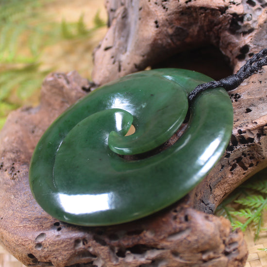 Koru pendant carved from Kawakawa Pounamu - NZ Greenstone