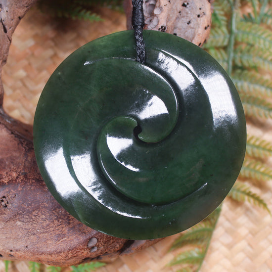 Koru pendant carved from Kawakawa Pounamu - NZ Greenstone